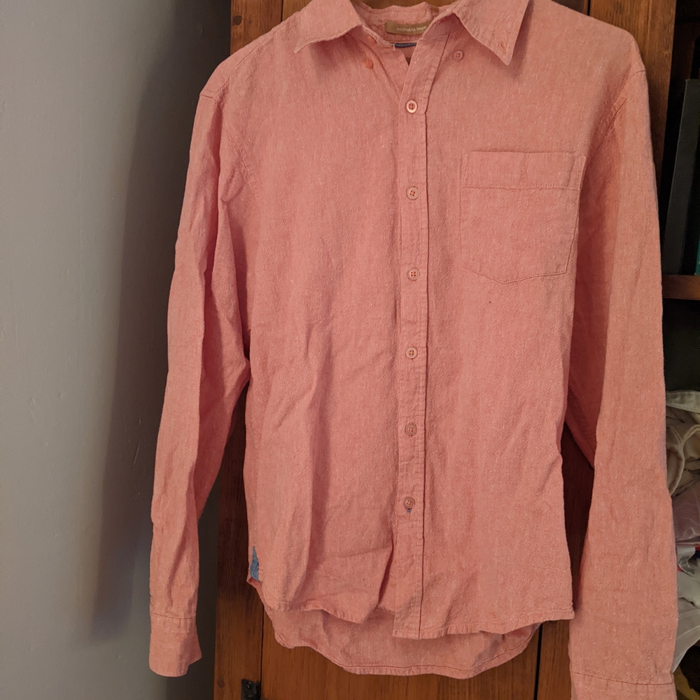 pink linen button up